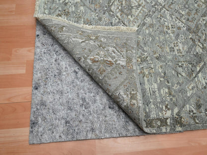 Grey 8'11" x 11'11" Oushak And Peshawar Hand knotted Wool Rug - Sku: O075737