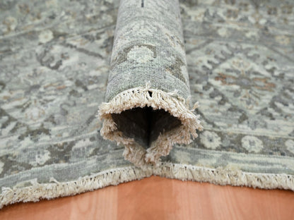 Grey 8'11" x 11'11" Oushak And Peshawar Hand knotted Wool Rug - Sku: O075737