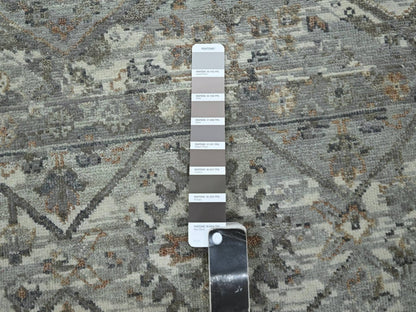 Grey 8'11" x 11'11" Oushak And Peshawar Hand knotted Wool Rug - Sku: O075737