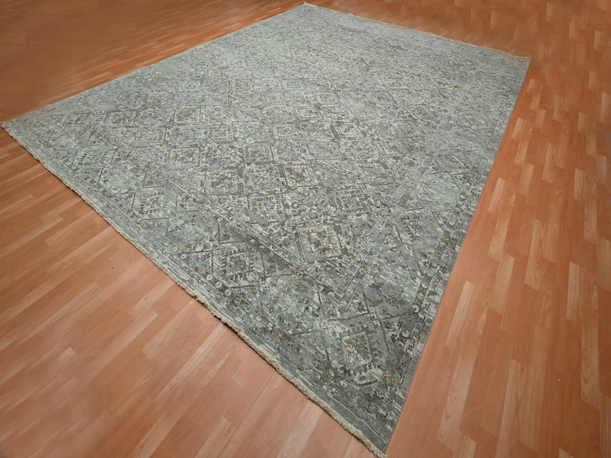 Oushak hand-knotted wool rug in Gray, 11'9" x 14'10" — SKU O075740 (view 3)