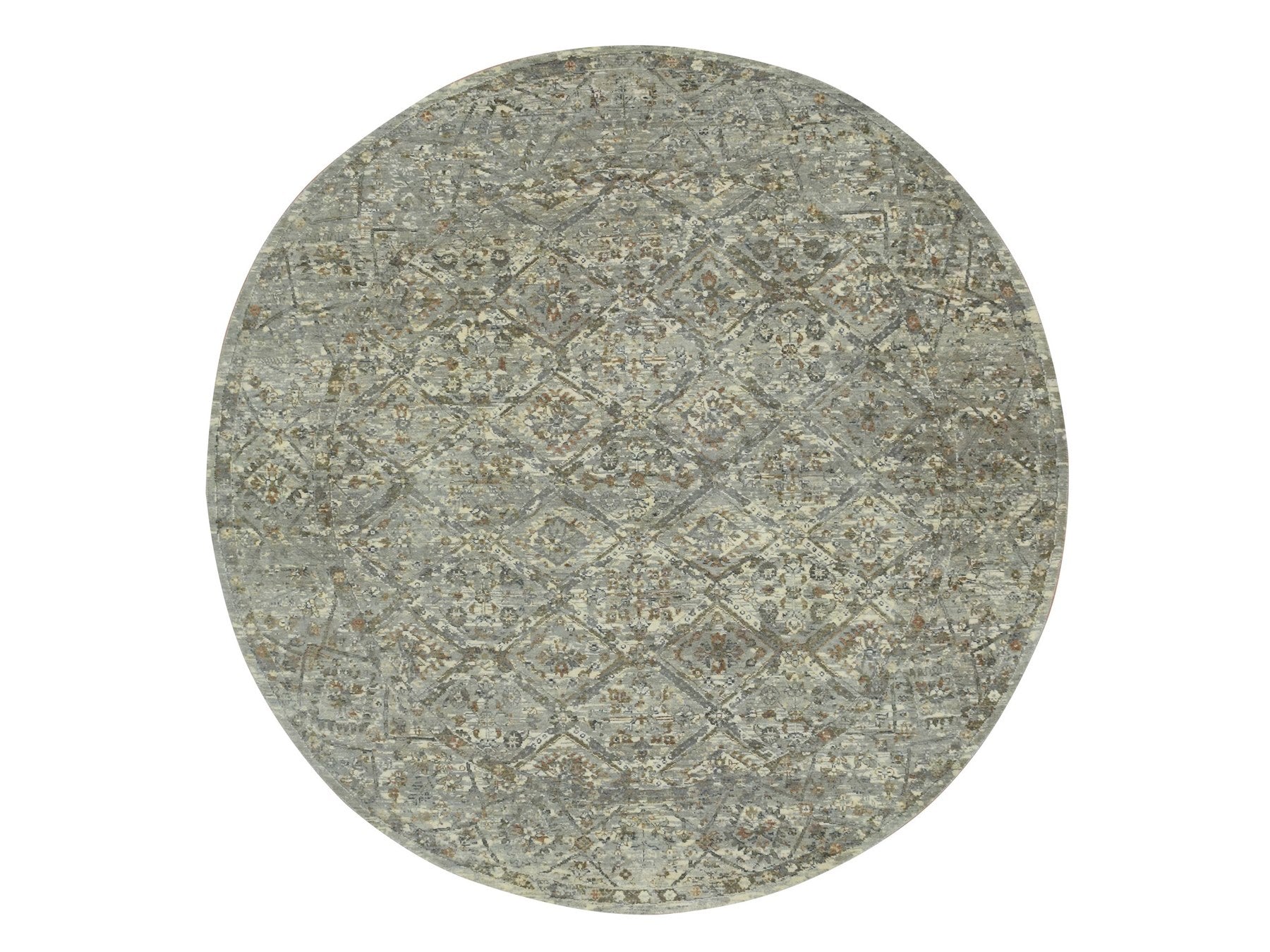 Oushak hand-knotted wool rug in Gray, 7'9" x 7'10" — SKU O075743