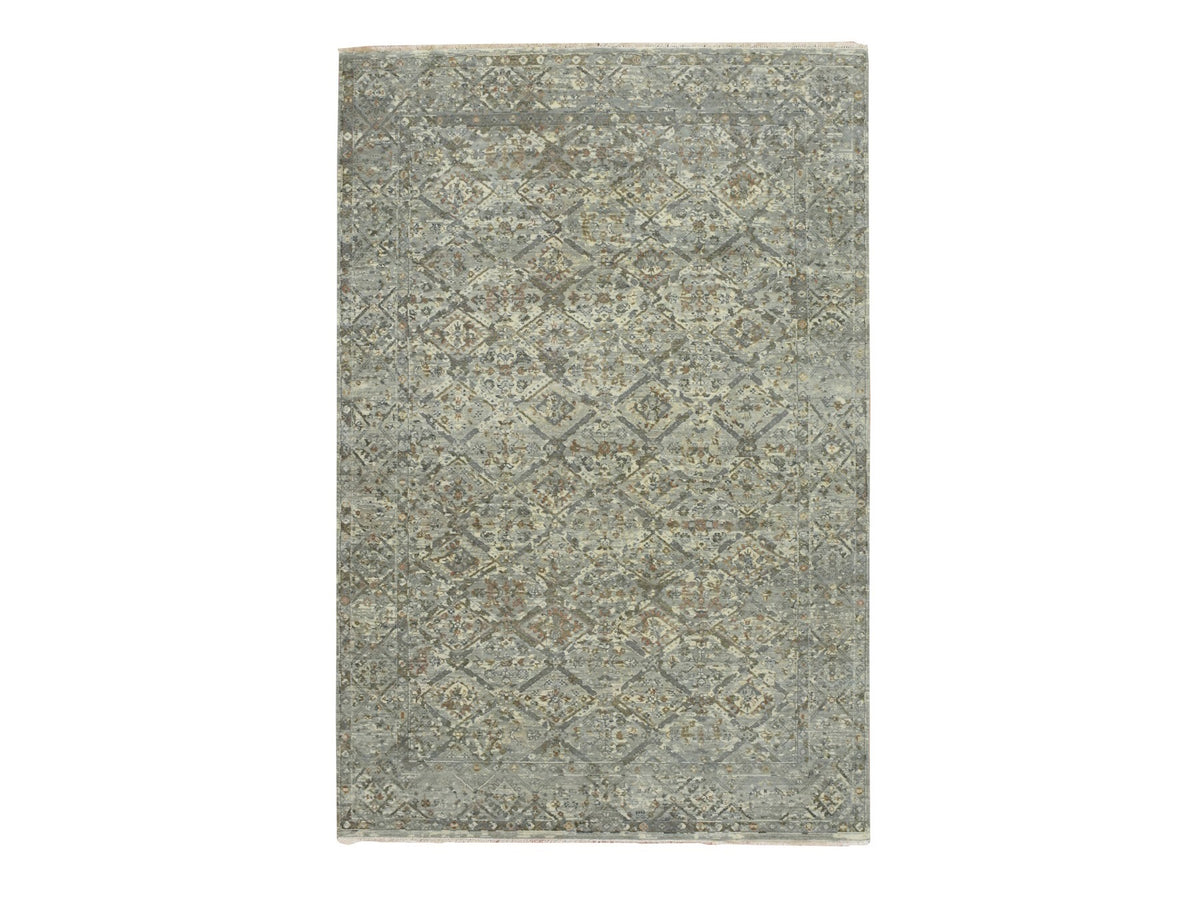 Oushak hand-knotted wool rug in Gray, 5'11" x 9' — SKU O075745