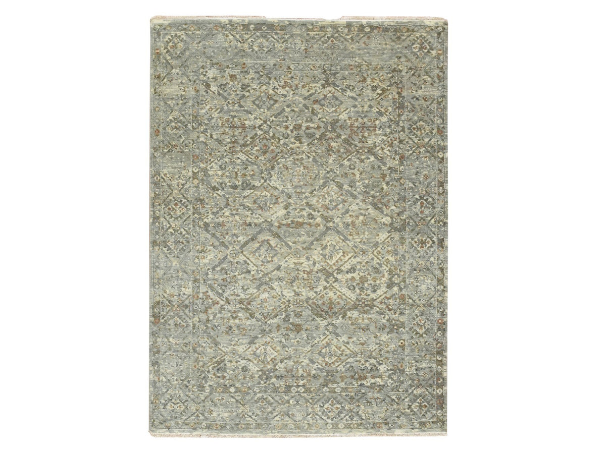 Oushak hand-knotted wool rug in Gray, 5' x 7' — SKU O075746