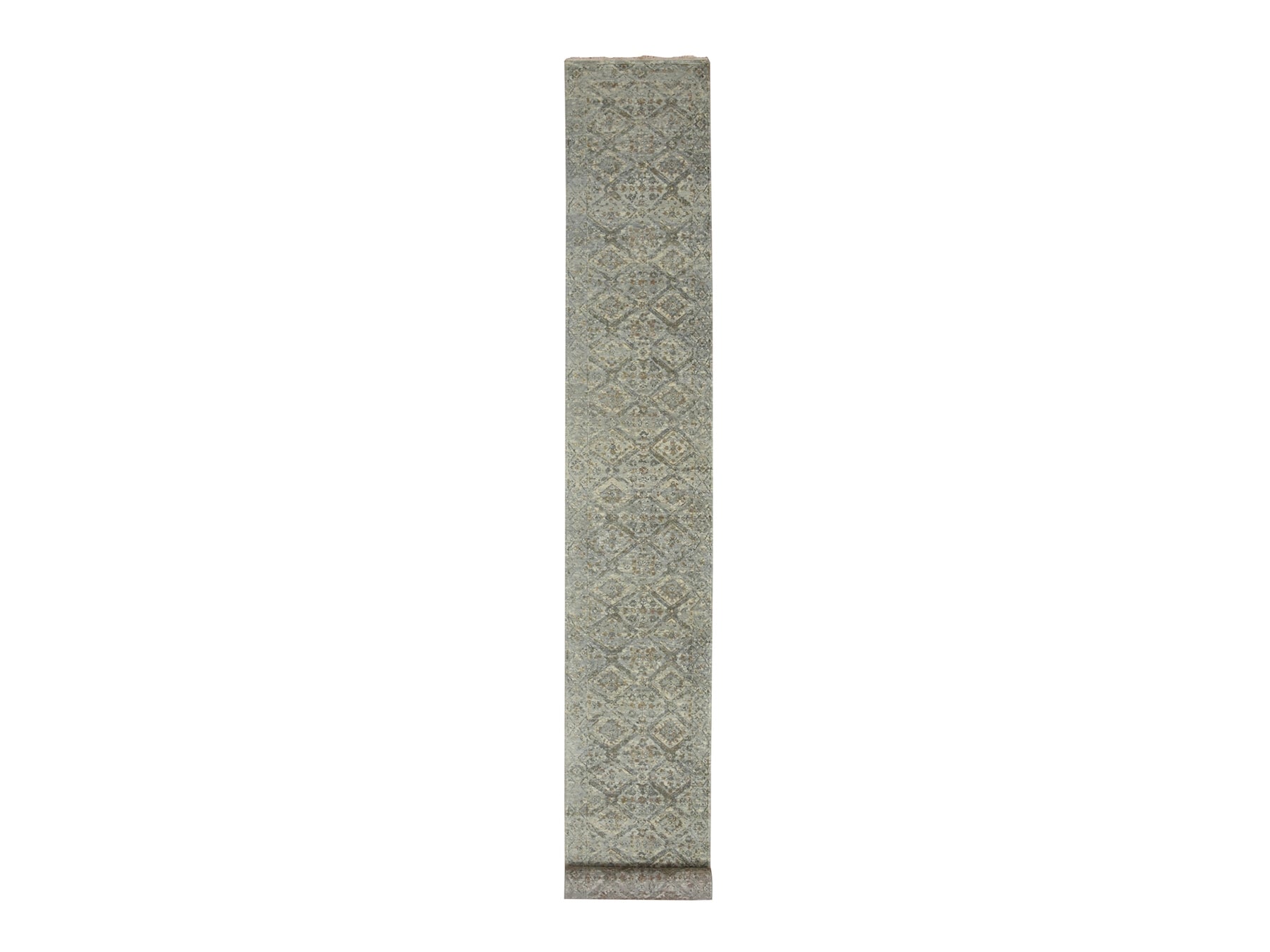 Grey 2'4" x 21'8" Oushak And Peshawar Hand knotted Wool Rug - Sku: O075749