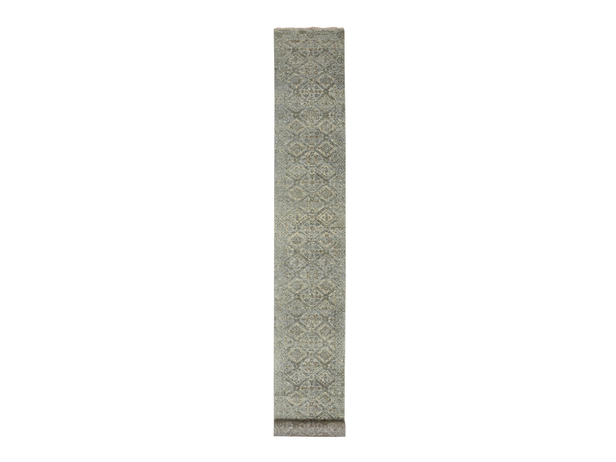Oushak hand-knotted wool runner in Gray, 2'4" x 21'8" — SKU O075749