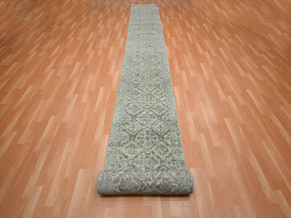 Oushak hand-knotted wool runner in Gray, 2'4" x 21'8" — SKU O075749 (view 2)