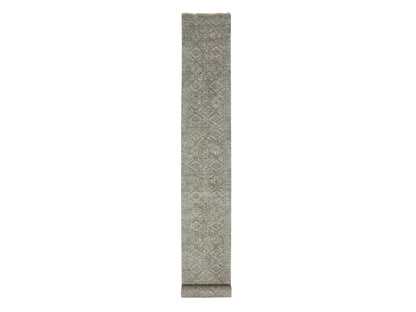 Oushak hand-knotted wool runner in Gray, 2'5" x 24'10" — SKU O075750