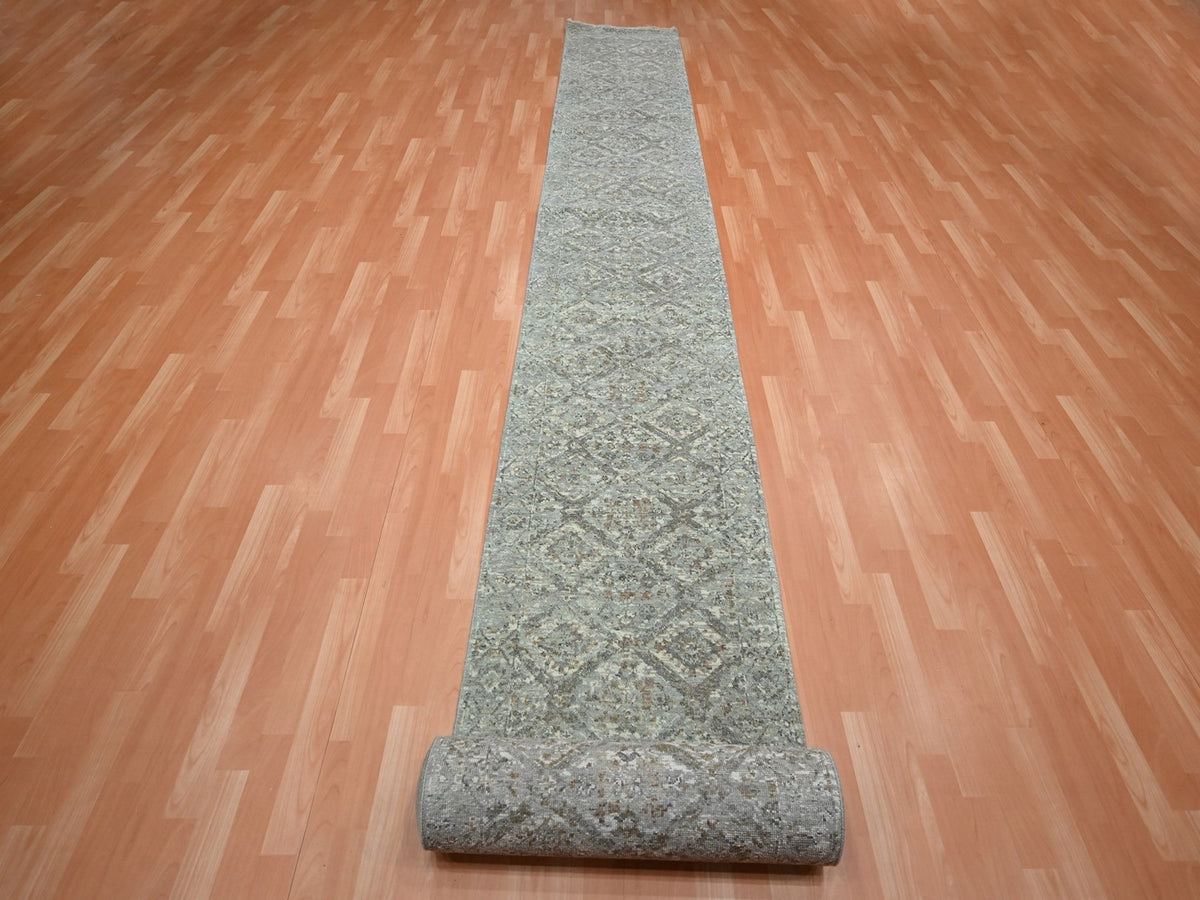 Oushak hand-knotted wool runner in Gray, 2'5" x 24'10" — SKU O075750 (view 2)