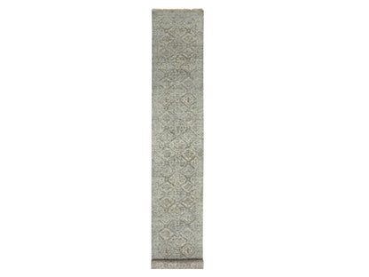Oushak hand-knotted wool runner in Gray, 2'6" x 18'1" — SKU O075751