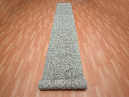 Oushak hand-knotted wool runner in Gray, 2'6" x 18'1" — SKU O075751 (view 2)