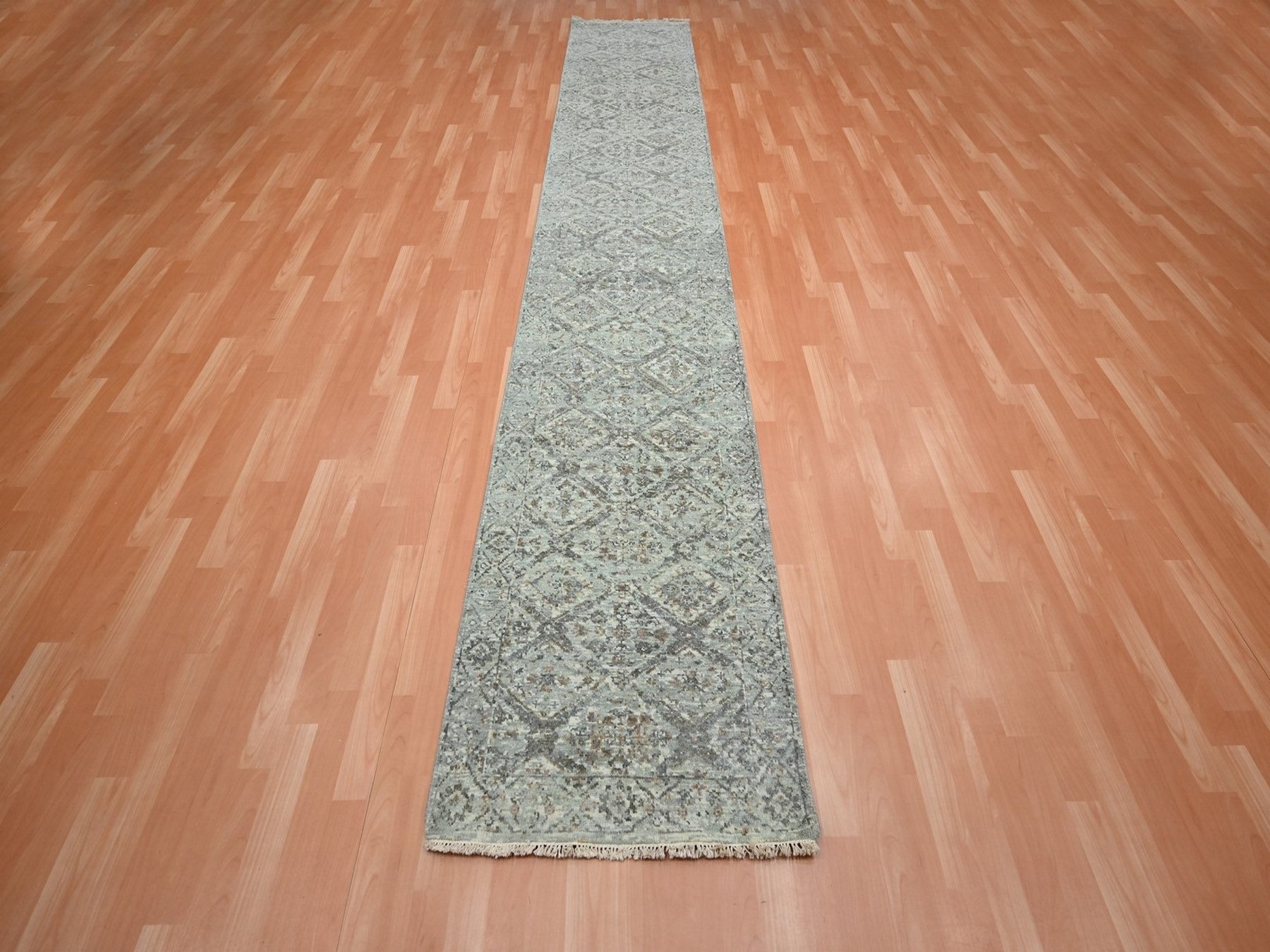 Oushak hand-knotted wool runner in Gray, 2'5" x 14' — SKU O075752 (view 2)