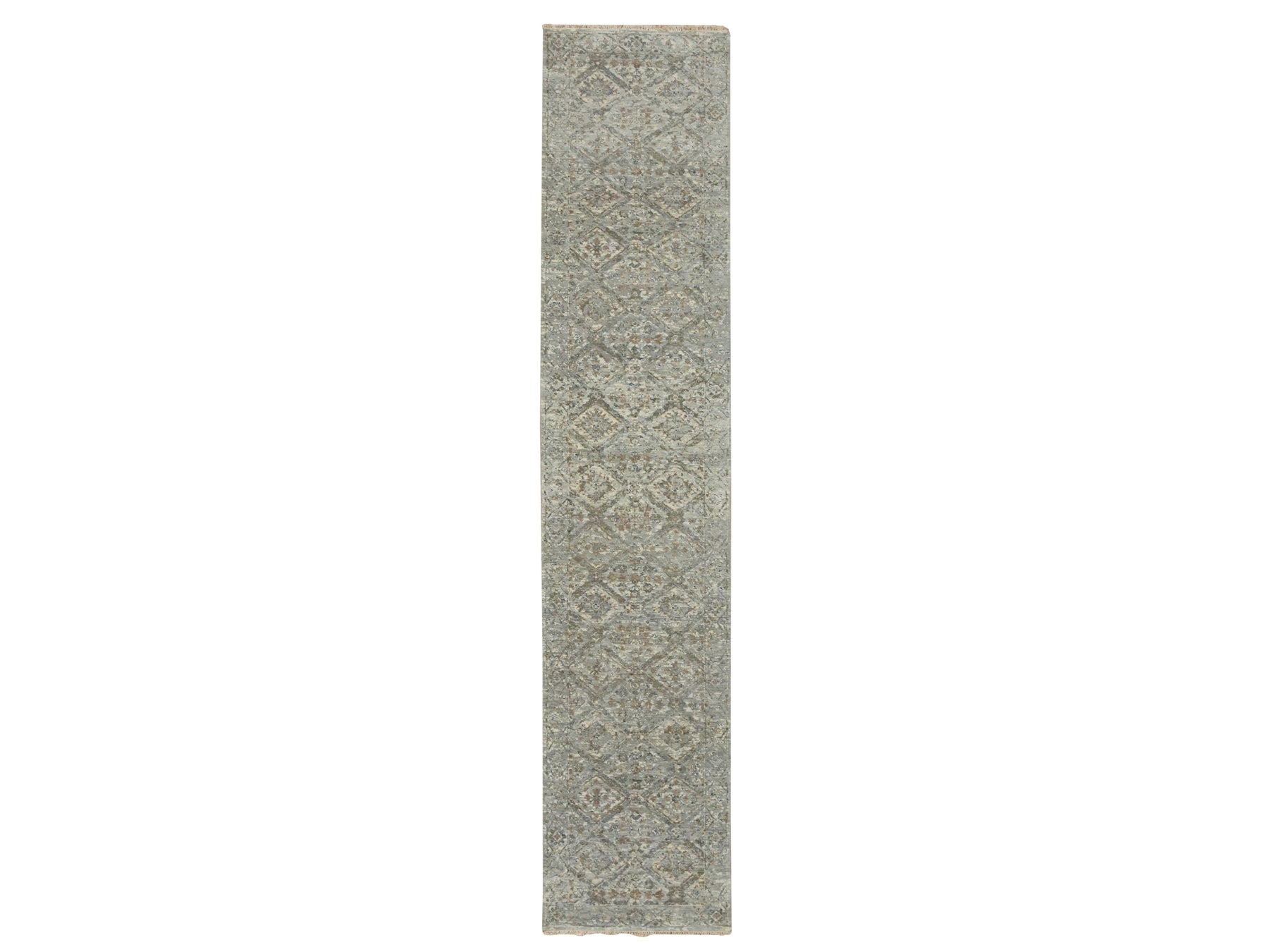 Grey 2'5" x 12'0" Oushak And Peshawar Hand knotted Wool Rug - Sku: O075753