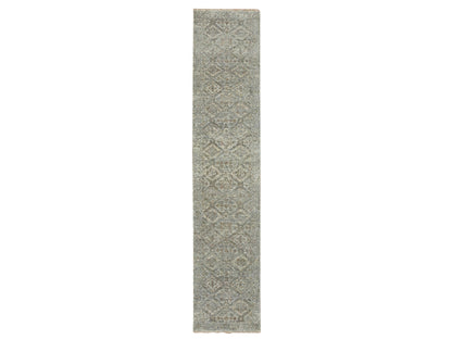 Grey 2'5" x 12'0" Oushak And Peshawar Hand knotted Wool Rug - Sku: O075753