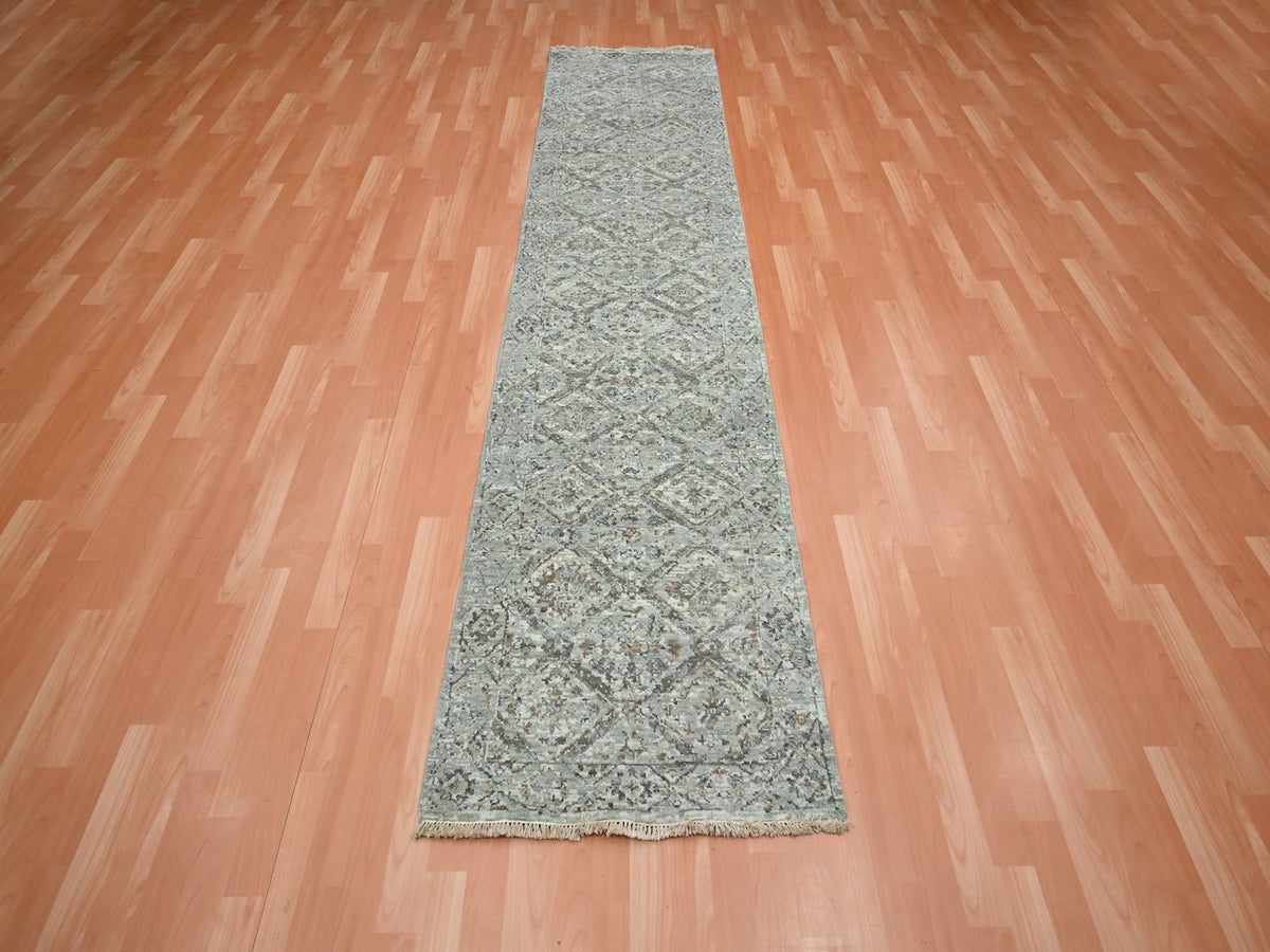 Oushak hand-knotted wool runner in Gray, 2'5" x 9'11" — SKU O075754 (view 2)