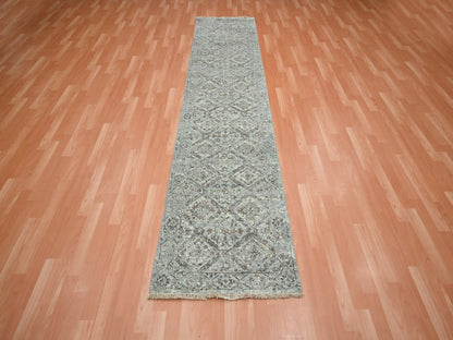 Oushak hand-knotted wool runner in Gray, 2'5" x 9'11" — SKU O075754 (view 2)