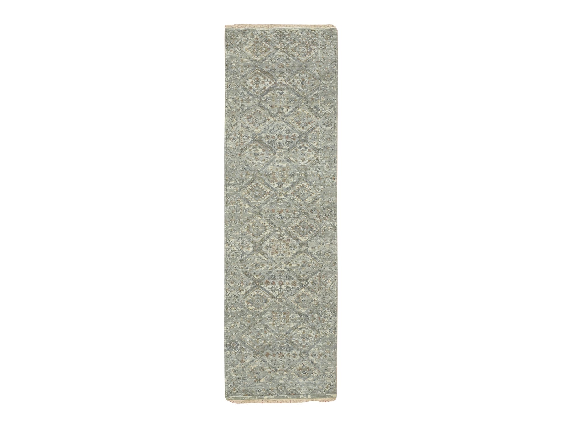 Oushak hand-knotted wool runner in Gray, 2'4" x 7'11" — SKU O075756