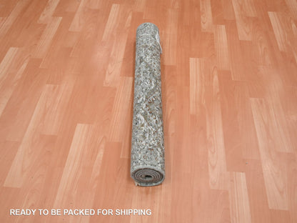 Grey 2'11" x 4'11" Oushak And Peshawar Hand knotted Wool Rug - Sku: O075758