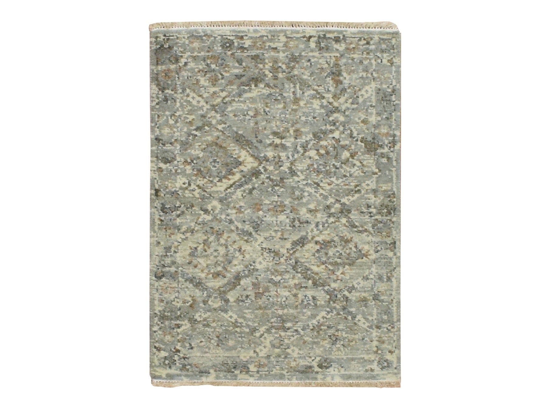 Grey 1'11" x 2'10" Oushak And Peshawar Hand knotted Wool Rug - Sku: O075761