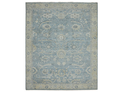 Blue 11'9" x 14'10" Oushak And Peshawar Hand knotted Wool Rug - Sku: O075765