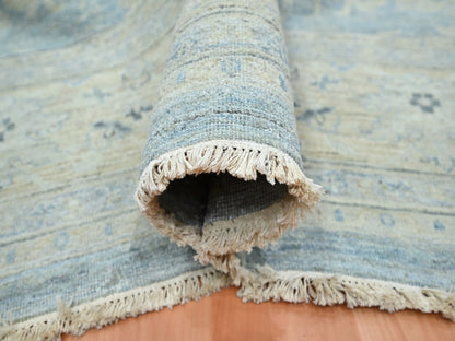 Blue 11'9" x 14'10" Oushak And Peshawar Hand knotted Wool Rug - Sku: O075765