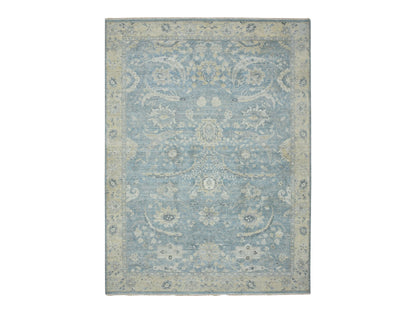 Blue 8'9" x 11'11" Oushak And Peshawar Hand knotted Wool Rug - Sku: O075767