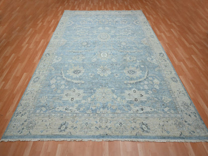 Blue 8'9" x 11'11" Oushak And Peshawar Hand knotted Wool Rug - Sku: O075767