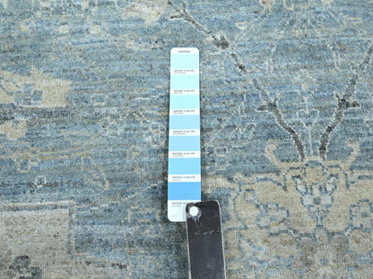 Blue 8'9" x 11'11" Oushak And Peshawar Hand knotted Wool Rug - Sku: O075767