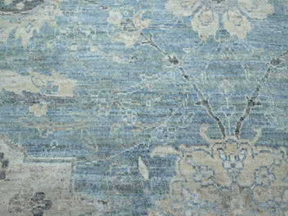 Blue 8'9" x 11'11" Oushak And Peshawar Hand knotted Wool Rug - Sku: O075767