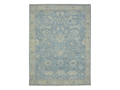 Blue 8'10" x 11'10" Oushak And Peshawar Hand knotted Wool Rug - Sku: O075768
