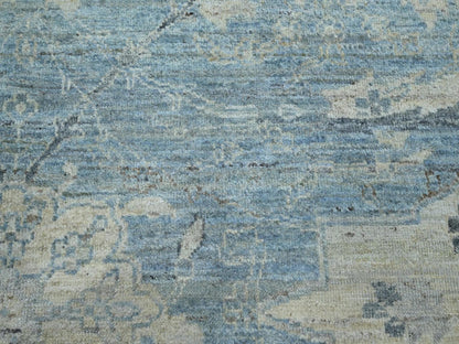 Blue 8'10" x 11'10" Oushak And Peshawar Hand knotted Wool Rug - Sku: O075768