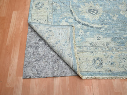 Blue 8'0" x 10'0" Oushak And Peshawar Hand knotted Wool Rug - Sku: O075769