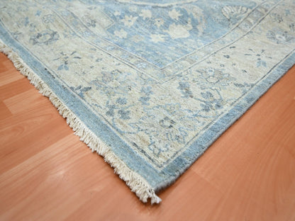 Blue 8'0" x 10'0" Oushak And Peshawar Hand knotted Wool Rug - Sku: O075769