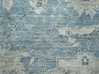 Blue 8'0" x 10'0" Oushak And Peshawar Hand knotted Wool Rug - Sku: O075769