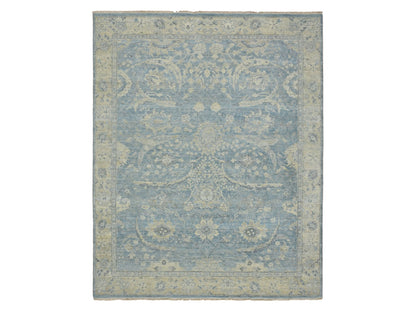 Blue 7'11" x 10'0" Oushak And Peshawar Hand knotted Wool Rug - Sku: O075770