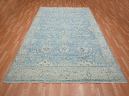 Blue 7'11" x 10'0" Oushak And Peshawar Hand knotted Wool Rug - Sku: O075770