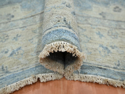 Blue 7'11" x 10'0" Oushak And Peshawar Hand knotted Wool Rug - Sku: O075770