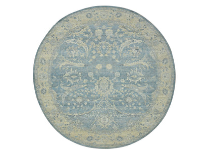 Blue 9'11" x 10'0" Oushak And Peshawar Hand knotted Wool Rug - Sku: O075771