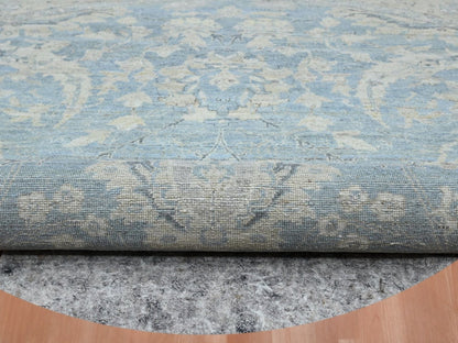 Blue 9'11" x 10'0" Oushak And Peshawar Hand knotted Wool Rug - Sku: O075771
