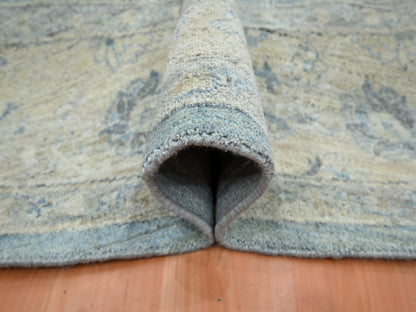 Blue 9'11" x 10'0" Oushak And Peshawar Hand knotted Wool Rug - Sku: O075771
