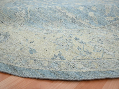 Blue 9'11" x 10'0" Oushak And Peshawar Hand knotted Wool Rug - Sku: O075771