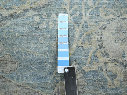 Blue 9'11" x 10'0" Oushak And Peshawar Hand knotted Wool Rug - Sku: O075771