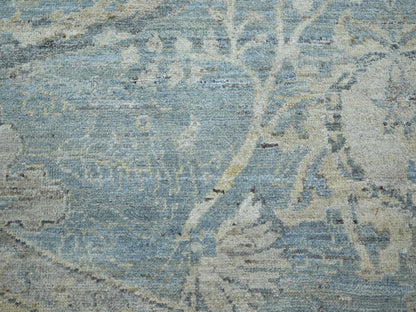 Blue 9'11" x 10'0" Oushak And Peshawar Hand knotted Wool Rug - Sku: O075771