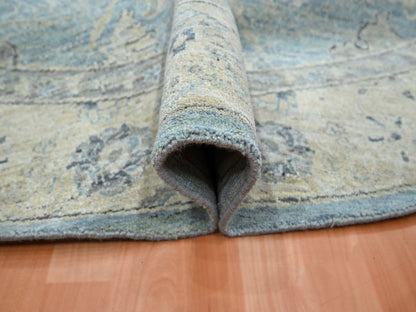 Blue 8'0" x 8'0" Oushak And Peshawar Hand knotted Wool Rug - Sku: O075772