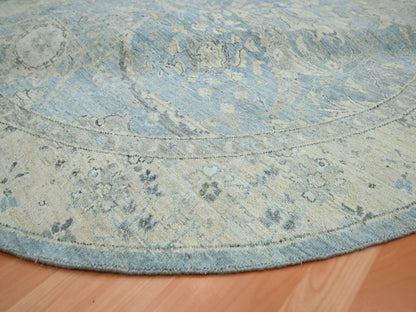 Blue 8'0" x 8'0" Oushak And Peshawar Hand knotted Wool Rug - Sku: O075772