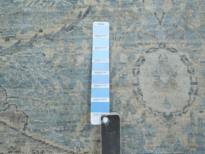 Blue 8'0" x 8'0" Oushak And Peshawar Hand knotted Wool Rug - Sku: O075772