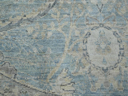 Blue 8'0" x 8'0" Oushak And Peshawar Hand knotted Wool Rug - Sku: O075772