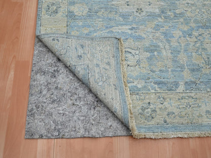 Blue 5'11" x 9'0" Oushak And Peshawar Hand knotted Wool Rug - Sku: O075773