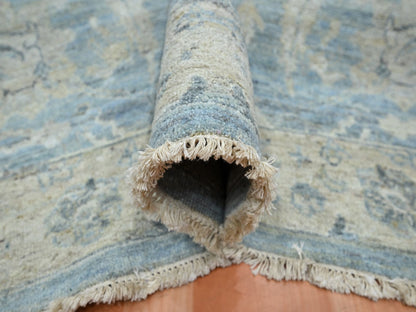 Blue 5'11" x 9'0" Oushak And Peshawar Hand knotted Wool Rug - Sku: O075773
