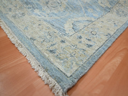 Blue 5'11" x 9'0" Oushak And Peshawar Hand knotted Wool Rug - Sku: O075773