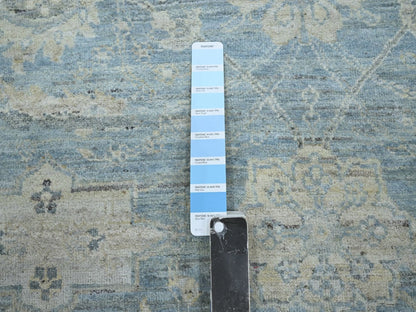 Blue 5'11" x 9'0" Oushak And Peshawar Hand knotted Wool Rug - Sku: O075773